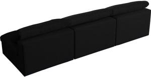 Serene Black Linen Fabric Deluxe Cloud Modular Armless Sofa