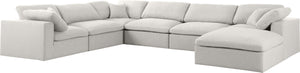 Serene Cream Linen Fabric Deluxe Cloud Modular Sectional