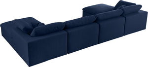 Serene Navy Linen Fabric Deluxe Cloud Modular Sectional