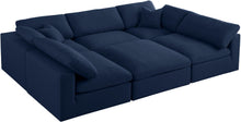 Load image into Gallery viewer, Serene Navy Linen Fabric Deluxe Cloud Modular Sectional
