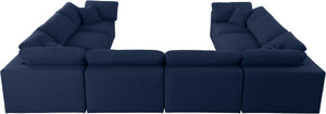 Serene Navy Linen Fabric Deluxe Cloud Modular Sectional