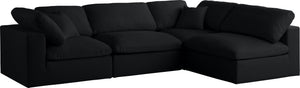 Plush Black Velvet Standard Cloud Modular Sectional