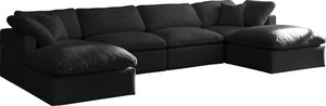 Plush Black Velvet Standard Cloud Modular Sectional