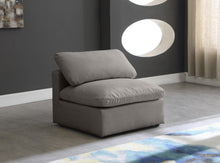 Load image into Gallery viewer, Plush Grey Velvet Standard Cloud Modular Armless Chair
