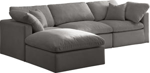 Plush Grey Velvet Standard Cloud Modular Sectional