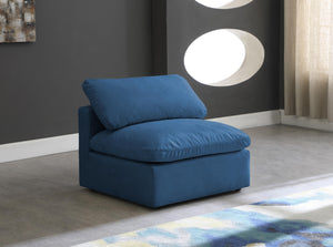 Plush Navy Velvet Standard Cloud Modular Armless Chair