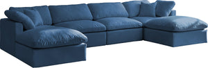 Plush Navy Velvet Standard Cloud Modular Sectional