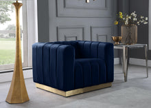 Load image into Gallery viewer, Marlon Navy Velvet Chair
