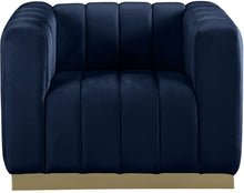 Load image into Gallery viewer, Marlon Navy Velvet Chair
