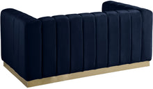 Load image into Gallery viewer, Marlon Navy Velvet Loveseat
