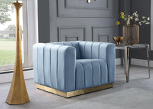 Load image into Gallery viewer, Marlon Sky Blue Velvet Chair
