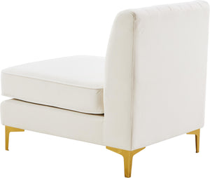 Alina Cream Velvet Armless Chair