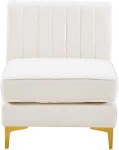 Alina Cream Velvet Armless Chair