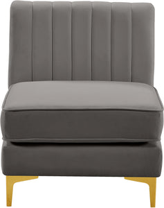 Alina Grey Velvet Armless Chair