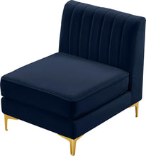 Load image into Gallery viewer, Alina Navy Velvet Armless Chair
