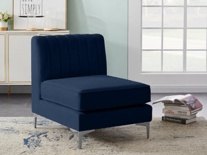 Alina Navy Velvet Armless Chair