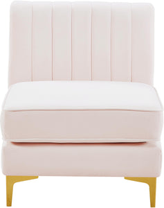 Alina Pink Velvet Armless Chair