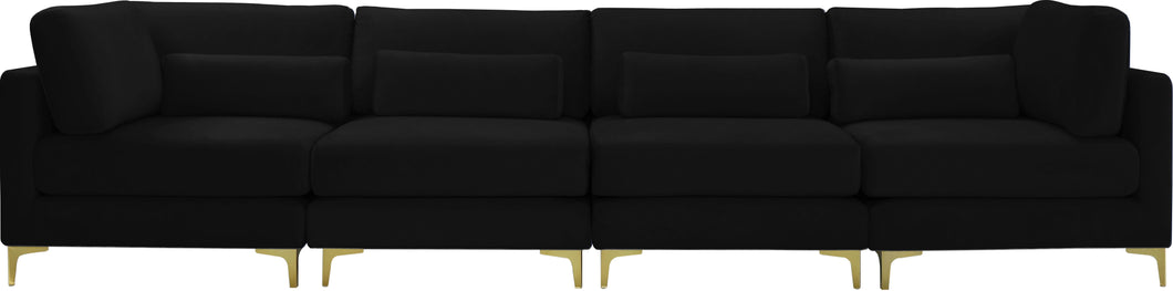 Julia Black Velvet Modular Sofa (4 Boxes)
