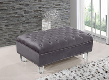 Load image into Gallery viewer, Lucas Grey Velvet Ottoman
