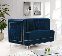 Load image into Gallery viewer, Lucas Navy Velvet Chair
