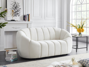 Elijah Cream Velvet Loveseat