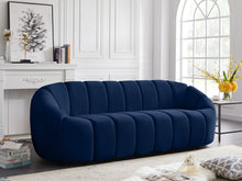 Load image into Gallery viewer, Elijah Navy Velvet Sofa
