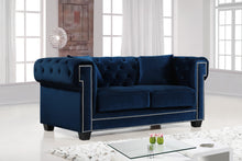 Load image into Gallery viewer, Bowery Navy Velvet Loveseat
