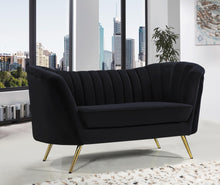 Load image into Gallery viewer, Margo Black Velvet Loveseat
