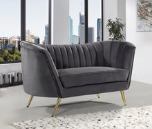 Load image into Gallery viewer, Margo Grey Velvet Loveseat
