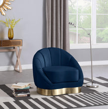 Load image into Gallery viewer, Shelly Navy Velvet Chair
