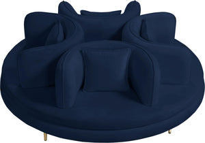 Circlet Navy Velvet Round Sofa Settee