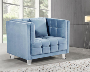 Mariel Sky Blue Velvet Chair