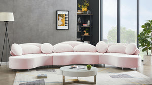 Vivacious Pink Velvet 3pc. Sectional (3 Boxes)