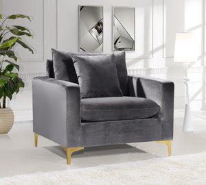 Naomi Grey Velvet Chair