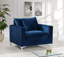 Load image into Gallery viewer, Naomi Navy Velvet Chair
