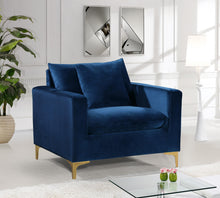 Load image into Gallery viewer, Naomi Navy Velvet Chair
