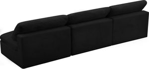 Cozy Black Velvet Cloud Modular Armless Sofa