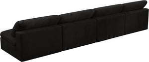 Cozy Black Velvet Cloud Modular Armless Sofa