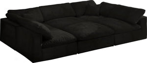 Cozy Black Velvet Cloud Modular Sectional