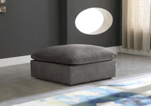 Load image into Gallery viewer, Cozy Grey Velvet Ottoman
