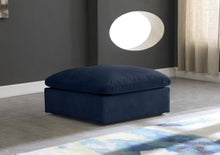 Load image into Gallery viewer, Cozy Navy Velvet Ottoman
