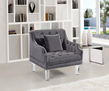 Load image into Gallery viewer, Roxy Grey Velvet Chair
