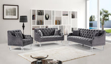 Load image into Gallery viewer, Roxy Grey Velvet Loveseat
