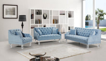 Load image into Gallery viewer, Roxy Sky Blue Velvet Loveseat
