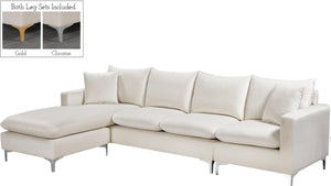 Naomi Cream Velvet 2pc. Reversible Sectional