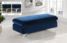 Load image into Gallery viewer, Naomi Navy Velvet Ottoman
