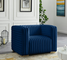 Load image into Gallery viewer, Ravish Navy Velvet Chair
