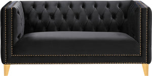 Michelle Black Velvet Loveseat