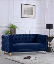 Load image into Gallery viewer, Michelle Navy Velvet Loveseat
