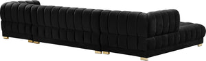 Gwen Black Velvet 3pc. Sectional (3 Boxes)